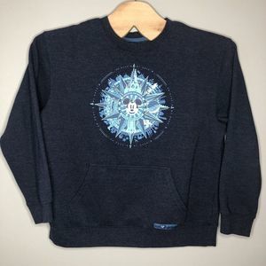 Disney Parks XL‎ Mickey Blue Compass 4 Parks Pullover Textured Sweatshirt